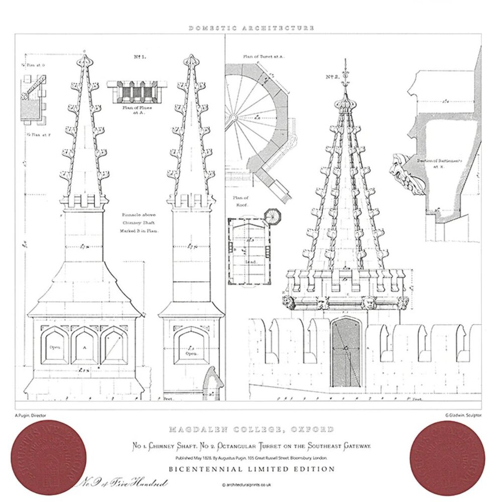 Architectural Print: Magdelina College Chimney Shaft / Size A2 Limited Edition